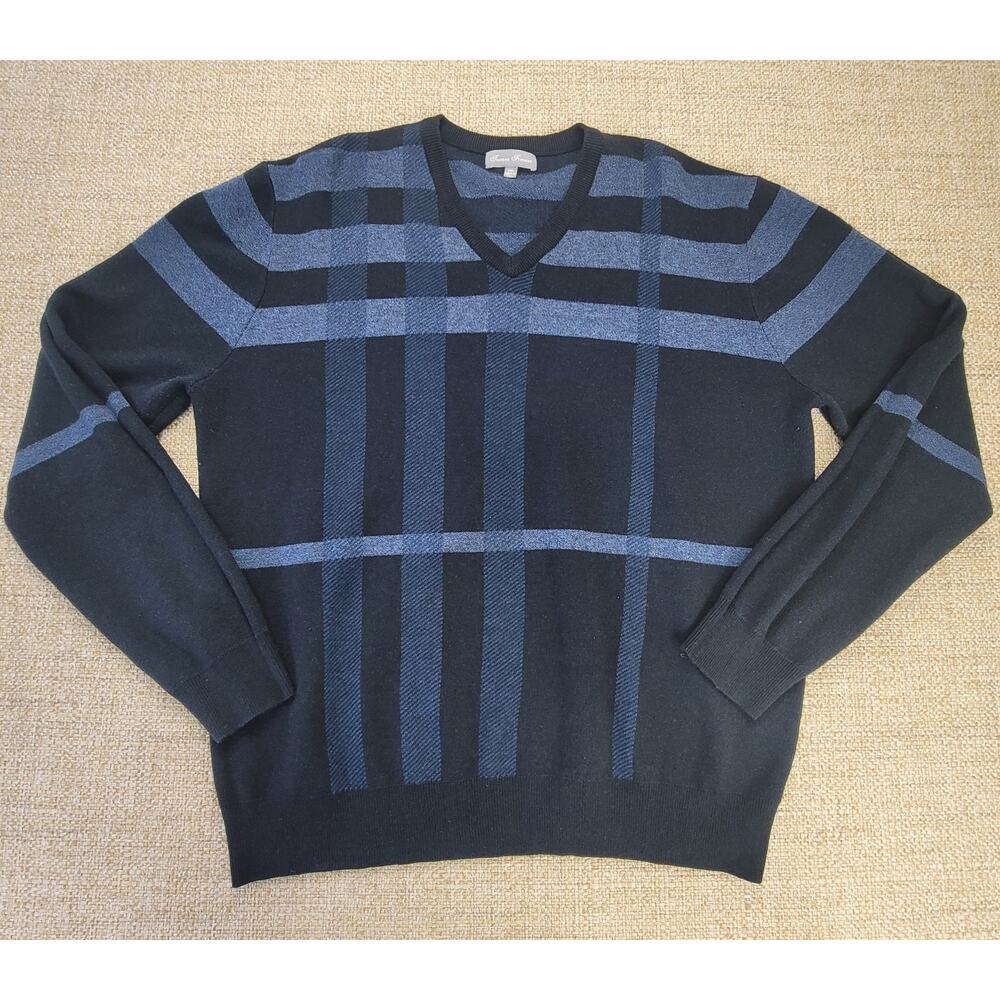 Toscano‎ Firenze Sweater Mens Size XXL Blue Multi Stripe Merino Wool Blend
